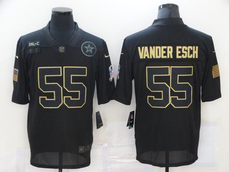 Men Dallas cowboys #55 Vander esch Black gold lettering 2020 Nike NFL Jersey